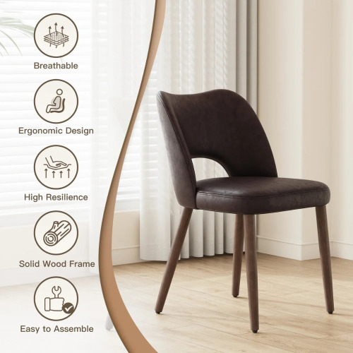 George Oliver Modern Upholstered Dining Chair with Solid Wood Legs, Dark Brown, New in Box $799
