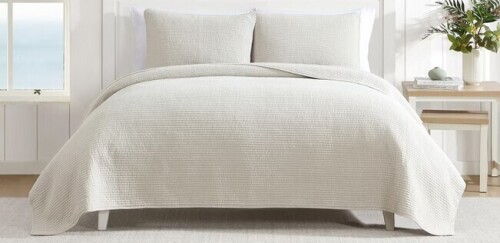 Nautica Seashore Stitch Beige King Quilt 3-Piece Set New In Box $299