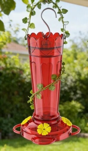 Arlmont & Co. Hummingbird Feeder For Outdoors Hanging, 10 Oz With 6 Bee Guard Feeding Ports And Built-In Ant Moat, Wild Bird Feeder For Garden Yard Patio, Red New In Box $79
