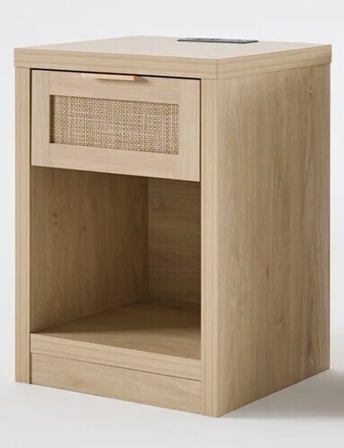 Millwood Pines Arianna 25" H 1-Drawer Manufactured Wood Nightstand with Built-In Outlets $299