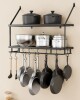 Prep & Savour Wall Mounted Pot Rack Kitchen 30 Inch 2-Tier Wall Shelf with 12 Hooks New In Box $199