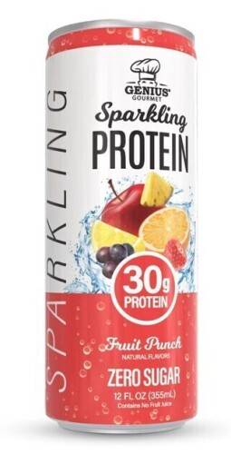 Genius Gourmet Fruit Punch Sparkling Clear 30g Protein Shakes - Non-Caffeinated 12 fl oz New Best by 3/2028