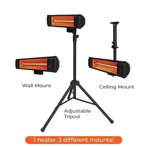 HEAT STORM Tradesman 1500-Watt Electric Outdoor Infrared Quartz Portable Space Heater with Tripod, Wall and Ceiling Mount $299