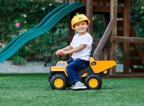 CAT Construction Toys, Play and Ride Transforming Steel Dump Truck - Ride On or Classic Play - Real Working Dump Bin - Ideal for 18 months $99