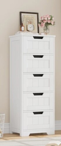 Lark Manor&trade; 15.7" W x 40.1" H x 11.8" D 5-Drawer Free-standing Bathroom Cabinet, White New Shelf Pull $299