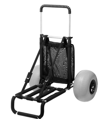VEVOR Beach Dolly with Big Wheels for Sand, 29.9" x 15.4" Cargo Deck, w/ 12" Balloon Wheels, 165LBS Loading Capacity Folding Sand Cart & 27" to 44.7" Adjustable Height, Heavy Duty Cart for Beach New In Box $299