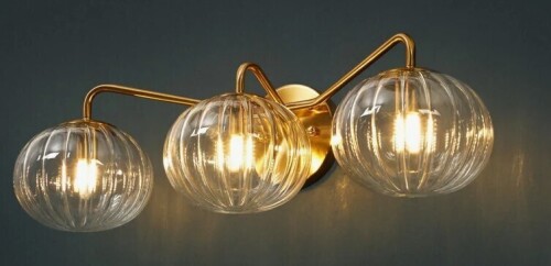 Mercer41 Ulah 3-Light Dimmable Metal Vanity Light with Glass Shades New In Box $399