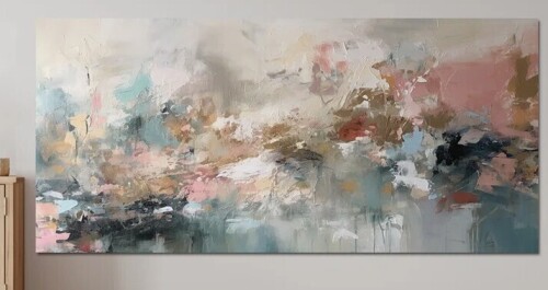 Ivy Bronx Brushstroke Abstract Painting I - Abstract Collages Large Wall Art, 60" x 30" New In Box $199