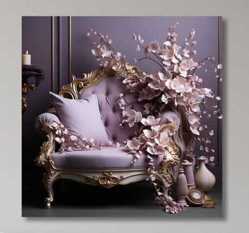 House of Hampton&reg; Lilac Couch Adorned With Gilded Accents - Lilacs Wall Art, 30" H x 30" W x 1" D New In Box $199