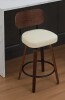 Red Barrel Studio&reg; 26" Upholstered Faux Leather Counter Height Barstool With Walnut Back & Bentwood Legs, Mid Century Modern Bar Chair Island Stools For Kitchen Counter, Beige PU New in Box $299