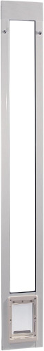 Ideal Pet Aluminum Pet Patio Door with Single Pane Glass and Clear Flexible Flap. Fits up to 1&rdquo; Aluminum Patio Track Width, Small/5" x 7" Flap Size, White New In Box $199