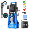 Huanherad 5000PSI Electric Pressure Washer Adjustable Pressure, 4GPM Power Washer Electric Powered with Foam Cannon,4 Nozzle,33FT Hose and Soap Bottle for Home/Cars/Fences (Blue) New Open Box $299