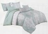 BRHF King/Cal-King 7-piece Seafoam & Gray Microfiber Polyester Comforter Set With Embroidered & Printed Ornate Floral Designs New In Box $299