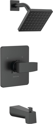 Delta Modern 14 Series Square Bathtub and Shower Faucet Set, Matte Black Shower Head and Handle Set, Valve Trim Kit, Matte Black T14467-BL-PP (Valve Not Included) New In Box $299