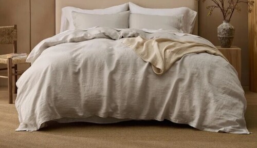 Bedsure 3-Piece Queen Size Modern & Contemporary 100% Washed Linen Duvet Cover Set New In Box $299