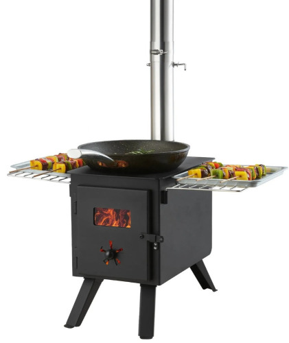 VEVOR Wood Stove, 86 inch, Alloy Steel Camping Tent Stove, Portable Wood Burning Stove with Chimney Pipes & Gloves, 1400in&sup3;Firebox Hot Tent Stove for Outdoor Cooking and Heating with 8 Pipes New in Box $299