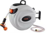 VEVOR Retractable Hose Reel 1/2 in. Dia x 130 ft. Garden Water Hose Reel with 9-Pattern Nozzle, 180&deg; Swivel Bracket New In Box $199