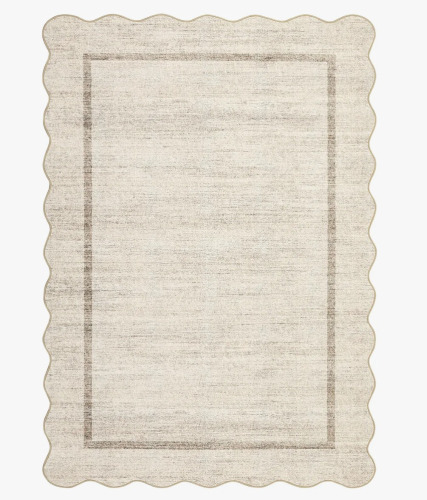 Gracie Oaks 8' x 10' Scalloped Machine Washable Rug Non-Slip Bordered Floor Mat Non-Shedding Soft Low Pile Modern Accent Rug for Living Room Bedroom Office $299