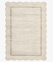 Gracie Oaks 8' x 10' Scalloped Machine Washable Rug Non-Slip Bordered Floor Mat Non-Shedding Soft Low Pile Modern Accent Rug for Living Room Bedroom Office $299