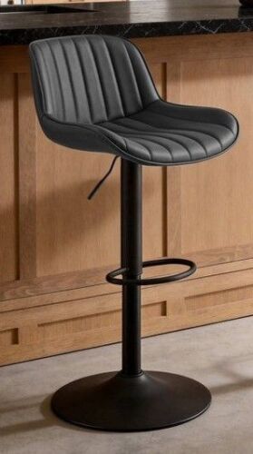 Art Leon Swivel Adjustable‑Height Bar & Counter Stool, Channel‑Tufted PU Leather, Black $299