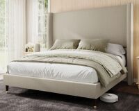 Wade Logan Belo Queen Khaki Upholstered Wingback Platform Bed $499