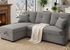 Noble House Mary 71 in. Fabric Upholstered L-Shaped Storage Sectional Sofa in Light Gray with Pull-Out Bed, Reversible Chaise (2 Boxes) New in BOx $699