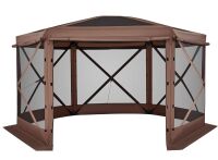 VEVOR Pop up Gazebo Screen Tent, 12 x 12 ft Large 6-Sided Camping Canopy Tent with Removable Top & Carry Bag, Quick-Set & Bite-Proof, Screen House Sun Shelter for 8-10 Persons Backyard Patio, Brown New in Box $399