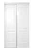 Tenoner 48 in. x 80 in. 2-Panel, MDF Hollow Core, White Primed, Pre-Assembled Double Panel Sliding Door with All Hardware New in Box $399