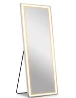 Firnewst 21 in. W x 64 in. H LED Light Rectangular Frameless Rounded Full Length Mirror Floor Mirror with 3 Colors New in Box $299
