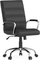 Flash Furniture Mid-Back Black LeatherSoft Executive Swivel Office Chair with Chrome Base and Arms New in Box $299