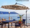 Joyesery 10 ft. Offset LED Patio Umbrella Outdoor Hanging Umbrella, 50 Plus UV Protection Cantilever Outside Umbrellas in Taupe New in Box $399