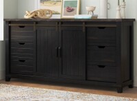 Laurek Foundry Modern Farmhouse Karley 70'' Solid Wood Sideboard in Vintage Black New in Box $1499