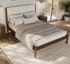 Ebern Designs Ardin Solid Wood Bed Frame With Cream Boucle Upholstered Headboard King Size Cream New in Box $1499