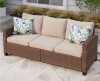 Lark Manor Argyri All-Weather Wicker Patio Sofa in Beige New in Box $599