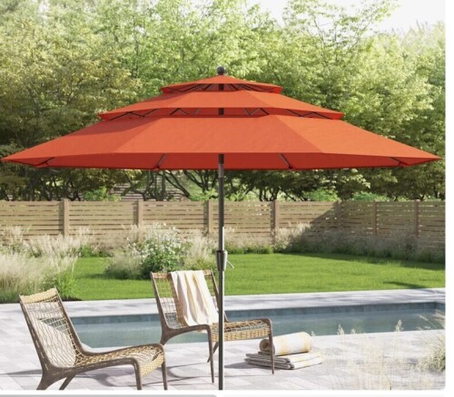 Lark Manor Leonard 120'' Tilt Market Umbrella in Orange Red New in Box $299
