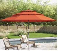Lark Manor Leonard 120'' Tilt Market Umbrella in Orange Red New in Box $299