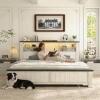 Snhomee King Size White Platform Storage Bed Frame with 4 Drawers, Modern Farmhouse Bed with Black Accents, LED Charging Headboard, 900 lbs Support, No Box Spring Required for Spacious Family Bedrooms New In Box $799 (Similar to picture)