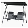 Outsunny 2-Seat Outdoor Porch Swing, with Pivot Storage Table, Cup Holder, & Adjustable Overhead Canopy, Stand's Skid-Resistant Feet Pad, Breathable Mesh Seat, Steel Frame, for Patio, Black New in Box $399