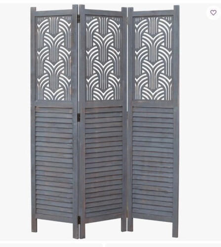Highland Dunes Epping 47.5'' W x 67'' H 3 - Panel Solid Wood Folding Room Divider New in Box $299