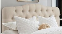 Lark Manor King Size Tufted Upholstered Headboard, Solid Wood Head Board with Wood Legs, Adjustable Height Bed headboard from 34&rdquo; to 43&rdquo; Fabric Headboard in Modern Button Design New in Box $299
