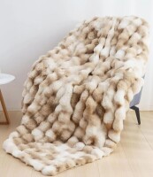 Home Soft Things Cozy Warm Luxury Faux Fur Rabbit Throw Blanket, Knitted Soft Thick Furry Cute Plush Reversible Blanket $89
