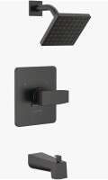 Delta Modern 14 Series Square Bathtub and Shower Faucet Set, Matte Black Shower Head and Handle Set, Valve Trim Kit, Matte Black (Valve Not Included) T14467-BL-PP New In Box $399