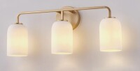 Mercer41 3 Light Brushed Gold Bathroom Light Fixtures with Frosted Glass New In Box $299