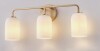 Mercer41 3 Light Brushed Gold Bathroom Light Fixtures with Frosted Glass New In Box $299