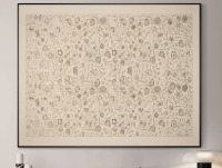SIGNLEADER Extra Large Wall Art Fabric Print - Vintage Botanical Sketch with Detailed Floral Pattern, Classic Nature Illustration Artwork Decor for Living Room or Bedroom - "Frame Assembly Required (Unfinished Frame)", 30" H x 46" W New In Box $299