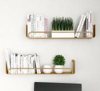 Aspire Home Accents 7326 Syler Modern Wall Shelf, Brown - Set of 2, Dimension: 5.5" H x 28" W x 5.5" D New In Box $99