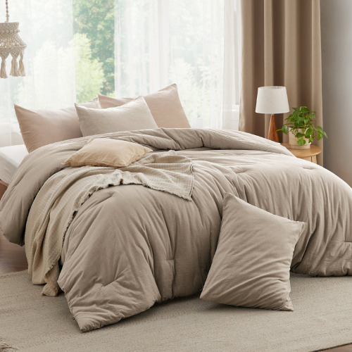 Bedsure King Size 3-Piece Cotton Fabric With Microfiber Inner Fill Comforter Set $299