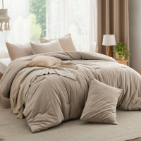 Bedsure King Size 3-Piece Cotton Fabric With Microfiber Inner Fill Comforter Set $299
