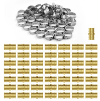 VEVOR Pipe Fittings, 3/4" 50PCS Brass Pipe Fittings, Clamp-style Straight-Through Pipe Connector Brass Air Fittings, Heavy Duty Plumbing Fittings Tube Adapter for Heating/Shower Systems, Water Pipes New In Box $99