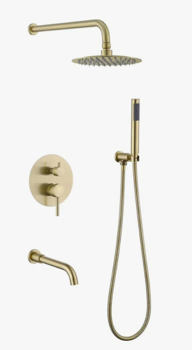 Clihome Luxury Wall-Mounted 3-Function Shower System Solid Brass Mixer Valve, 1.8 GPM Flow & Dual Showerheads with Rough-in Valve DM6612GNI New In Box $399